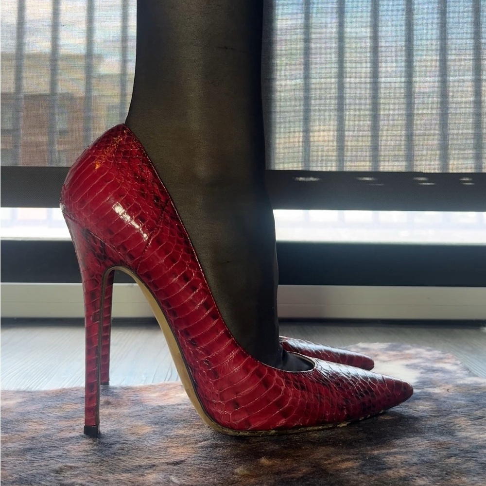 Jimmy Choo Red Stiletto Heels Snakeskin
